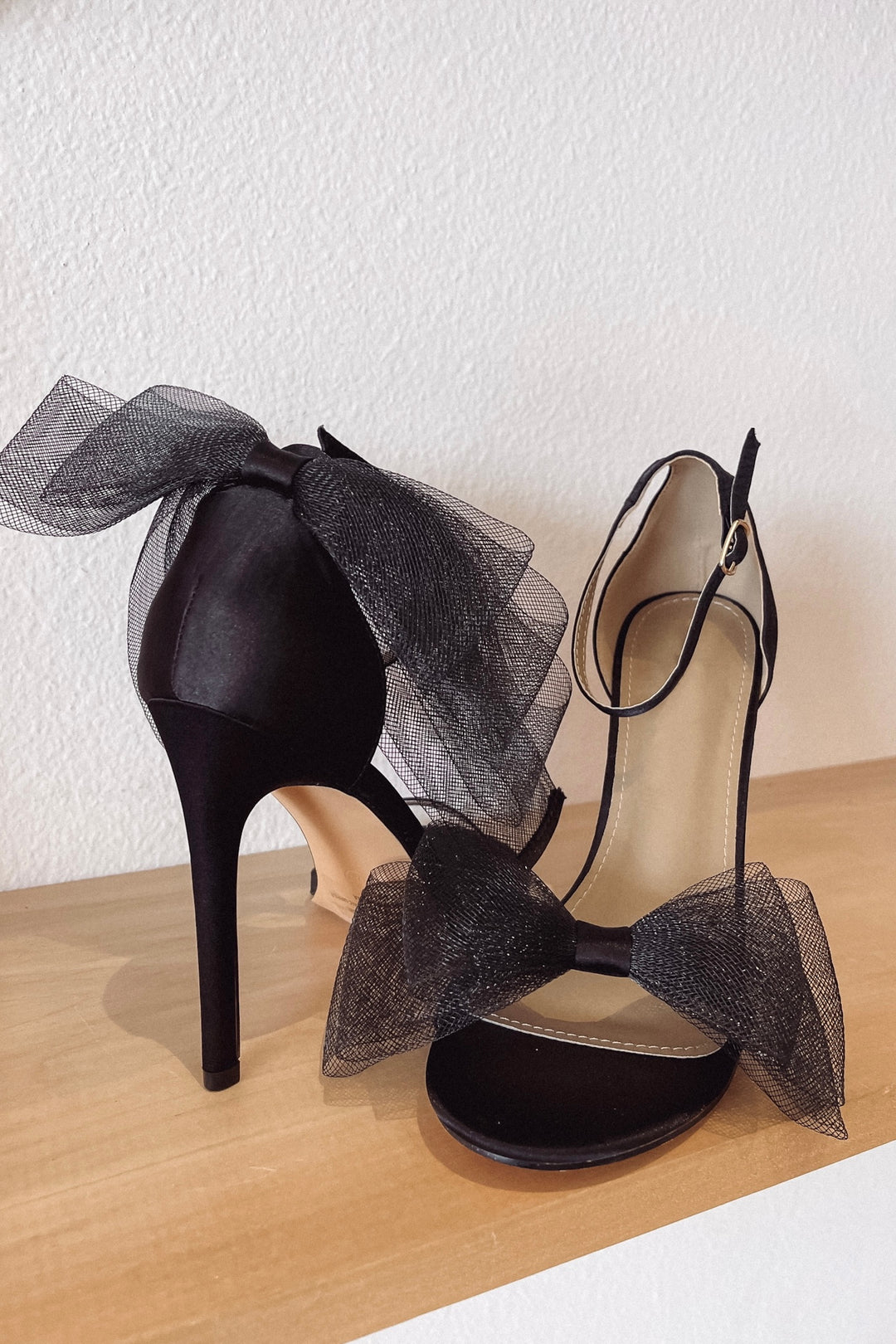 Larissa Satin Bow Heels - Black