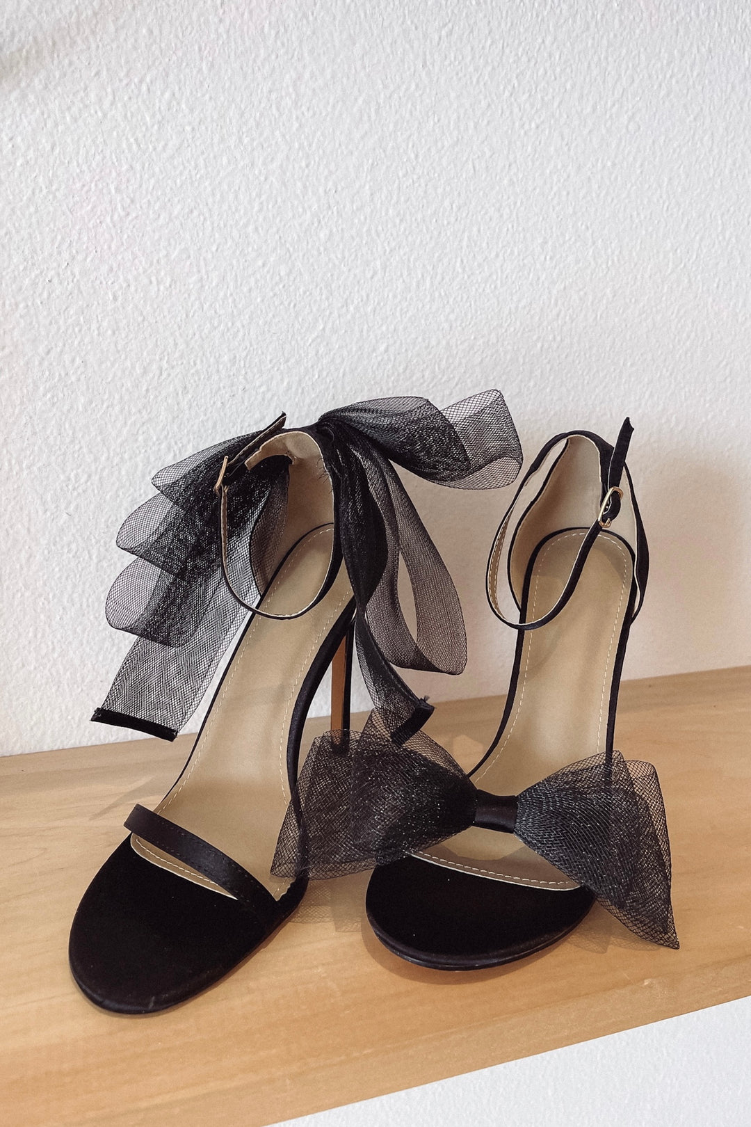 Larissa Satin Bow Heels - Black