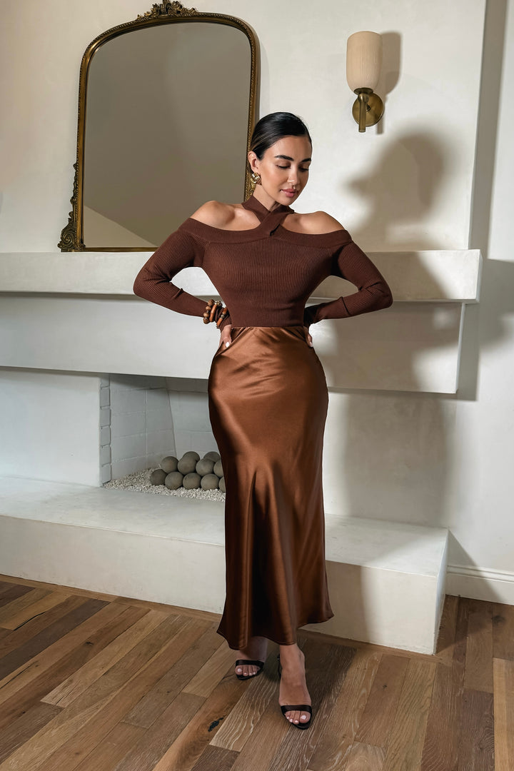 Sean Cross Neck Top - Chestnut