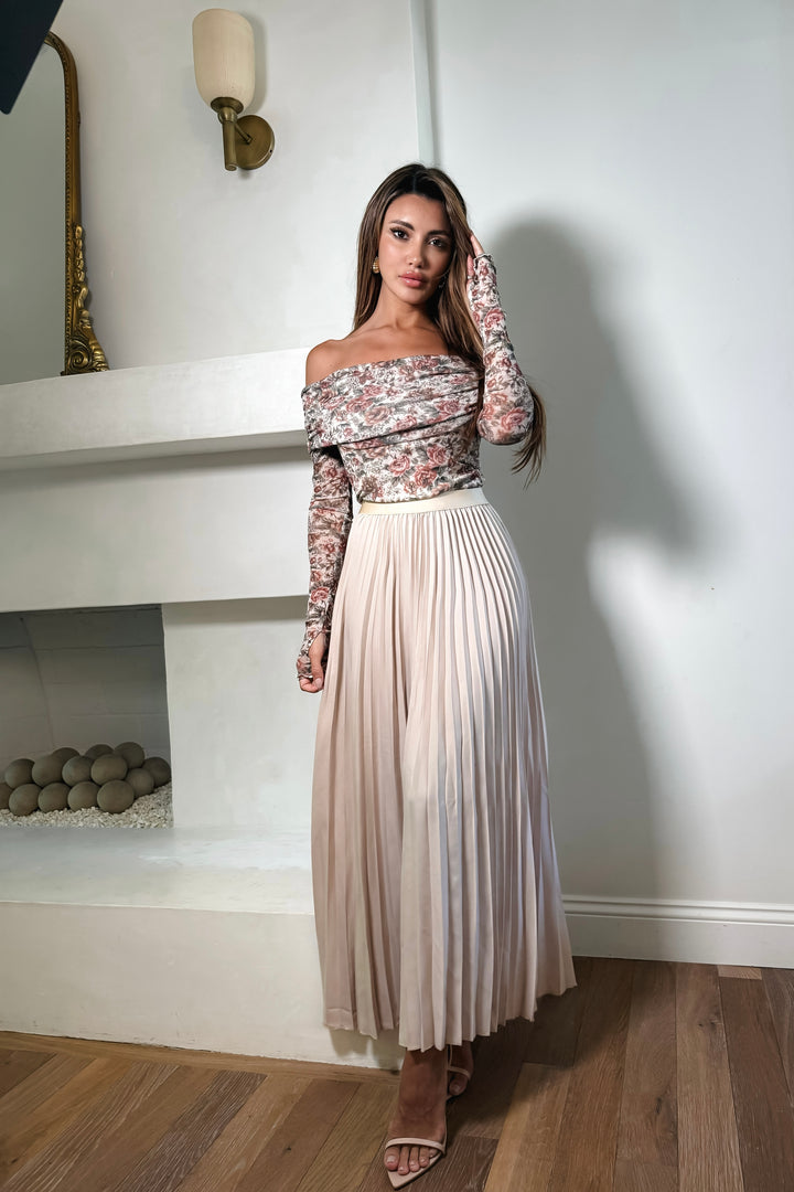 Heather Off Shoulder Floral Bodysuit