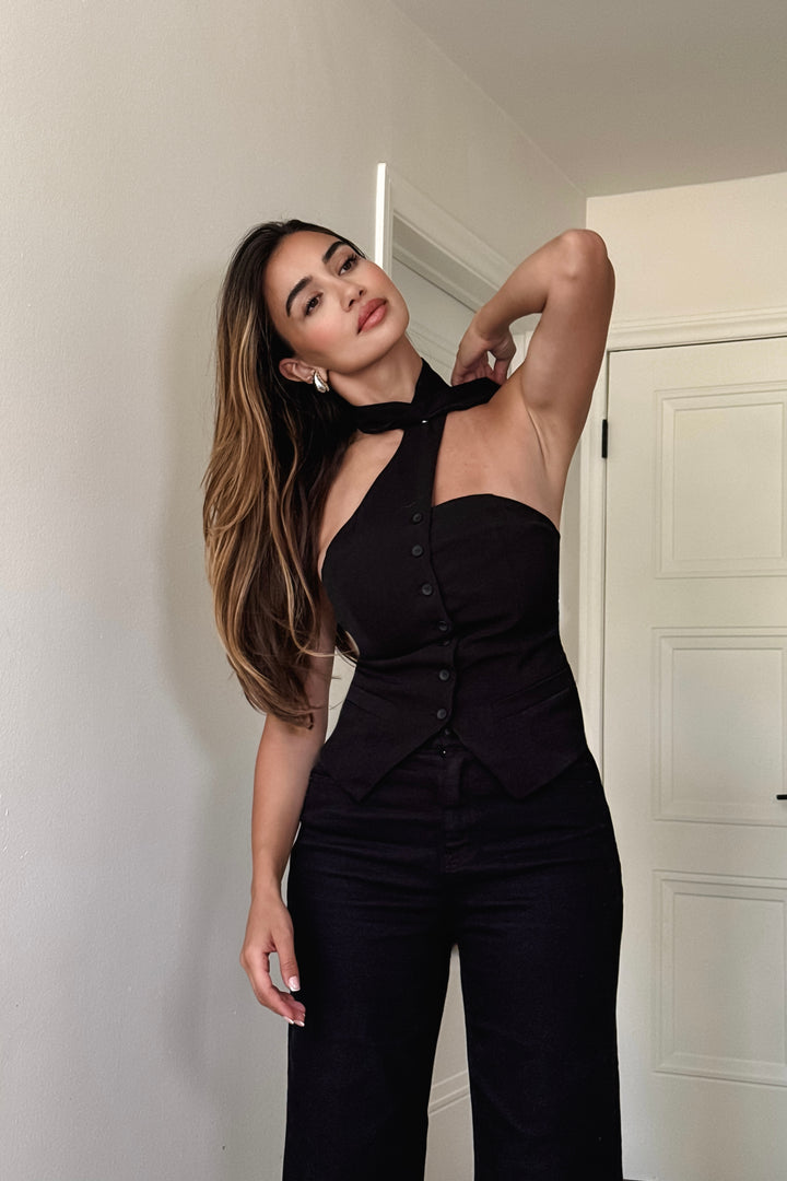 Katarina Choker Vest Top - Black