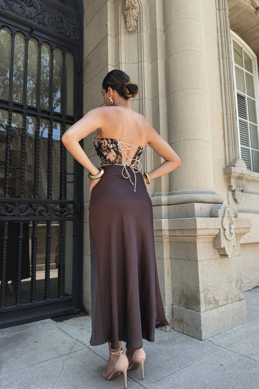 Lida Tie Up Floral Corset