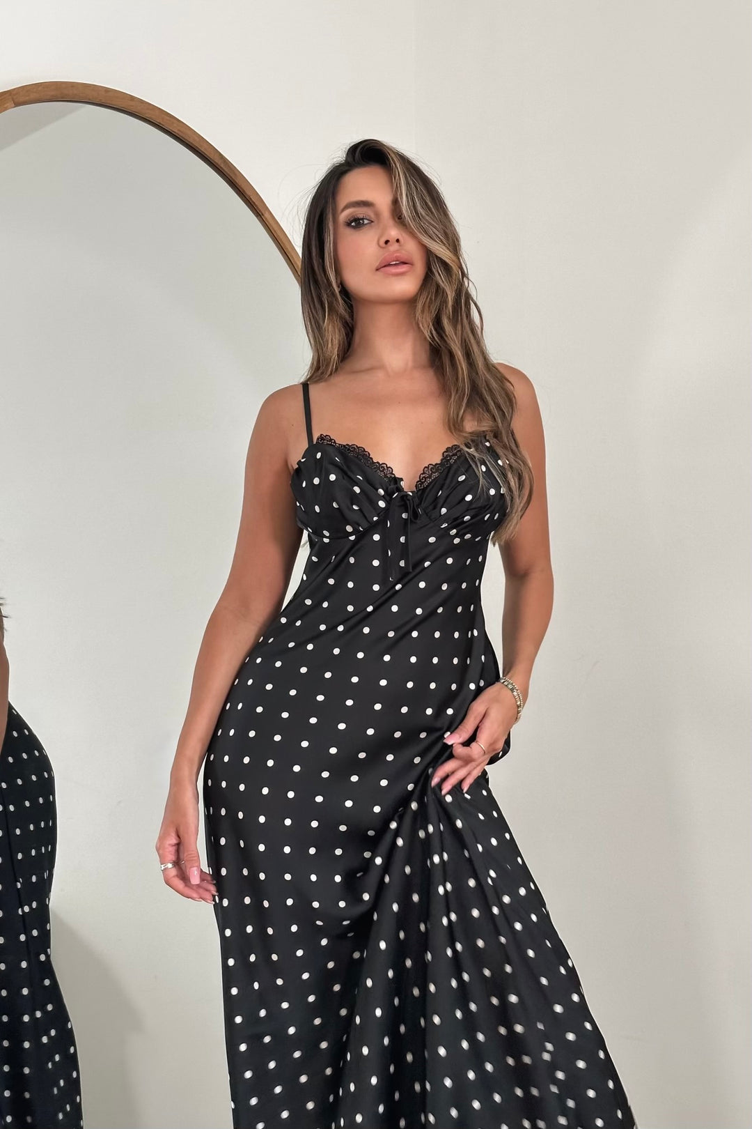 Caetana Polkadot Satin Maxi Dress - Online Exclusive