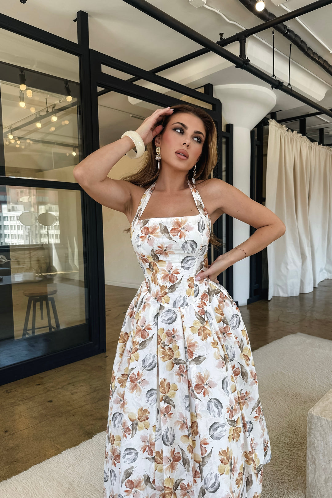 Penelope Halter Floral Maxi Dress