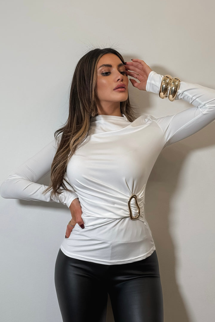 Cecilia Gold Hardware Top - White