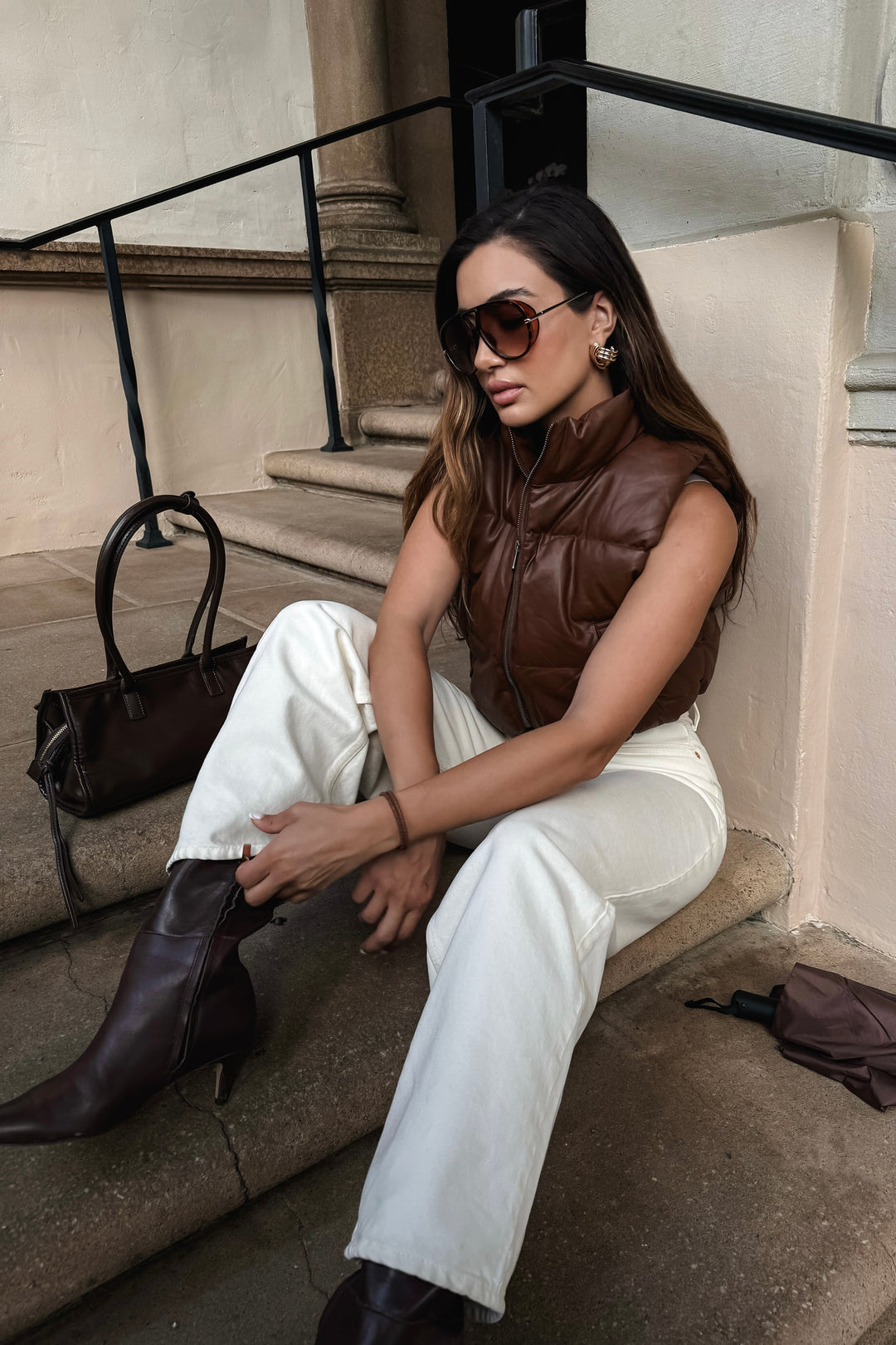 Candy Leather Puffer Vest