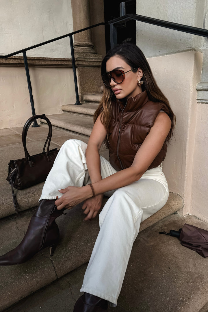 Candy Leather Puffer Vest