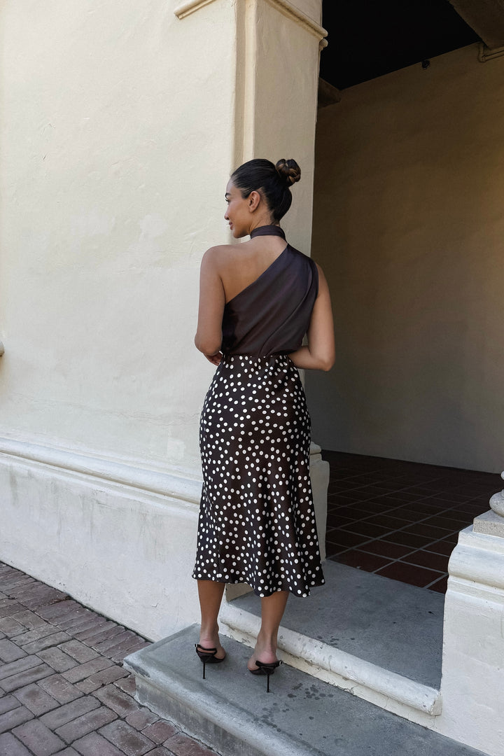 Susan Polkadot Satin Skirt