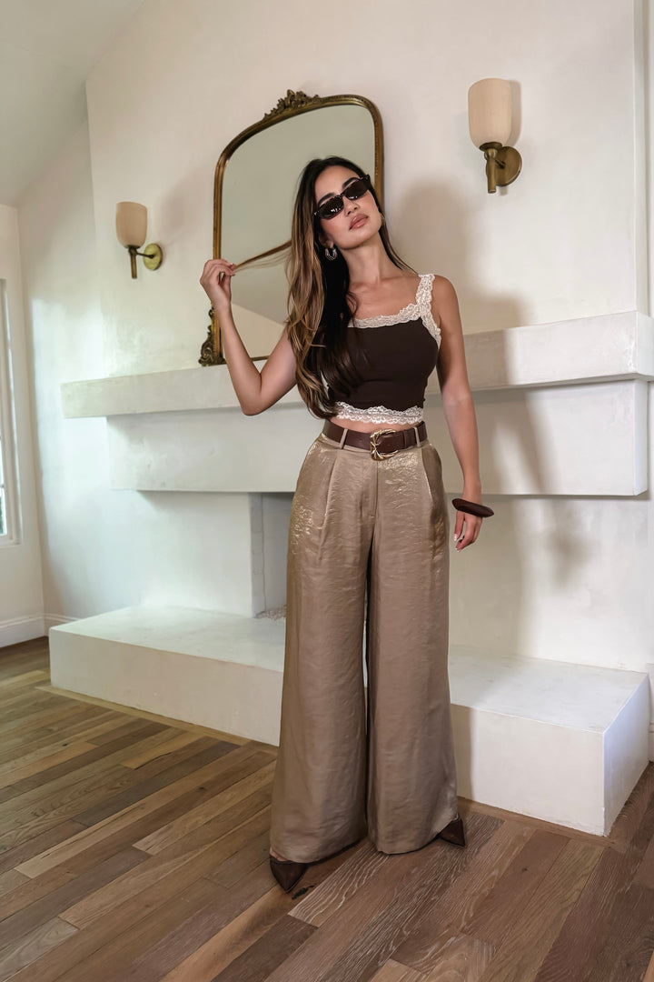 Frenchie Satin Belt Trousers