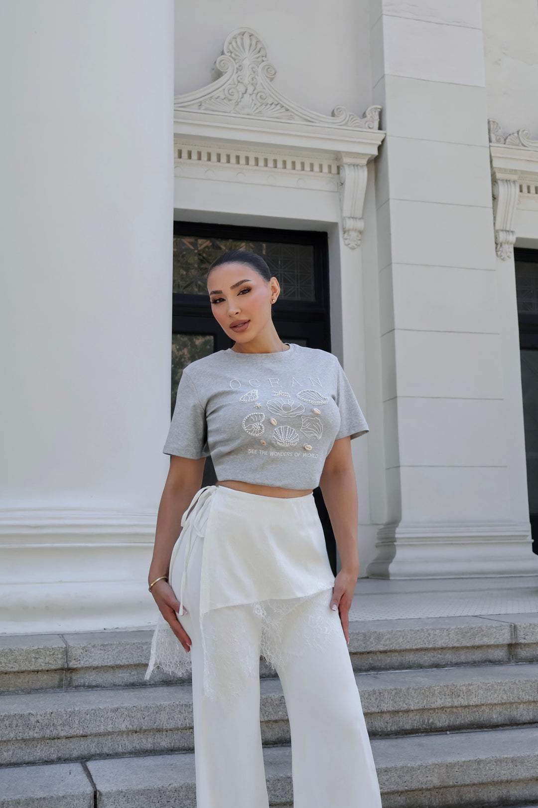 Ava Lace Skirt Pants - White