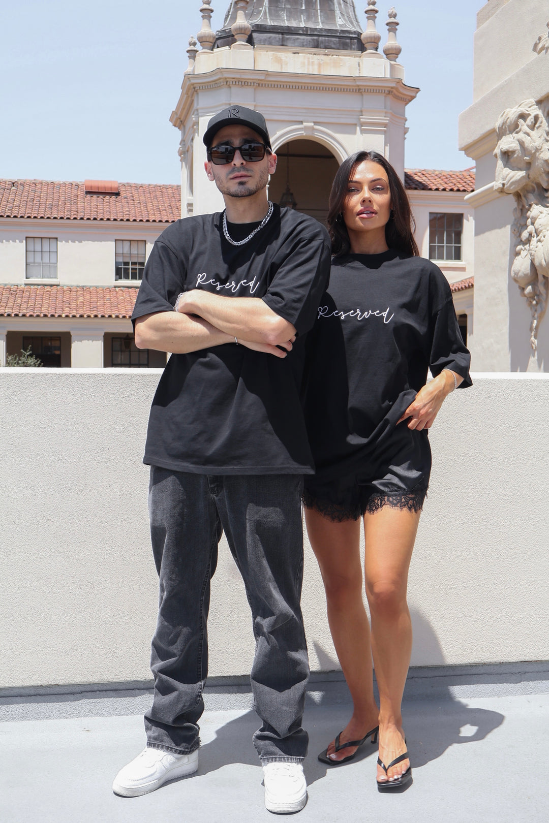 Reserved Unisex Embroidered T-Shirt - Black
