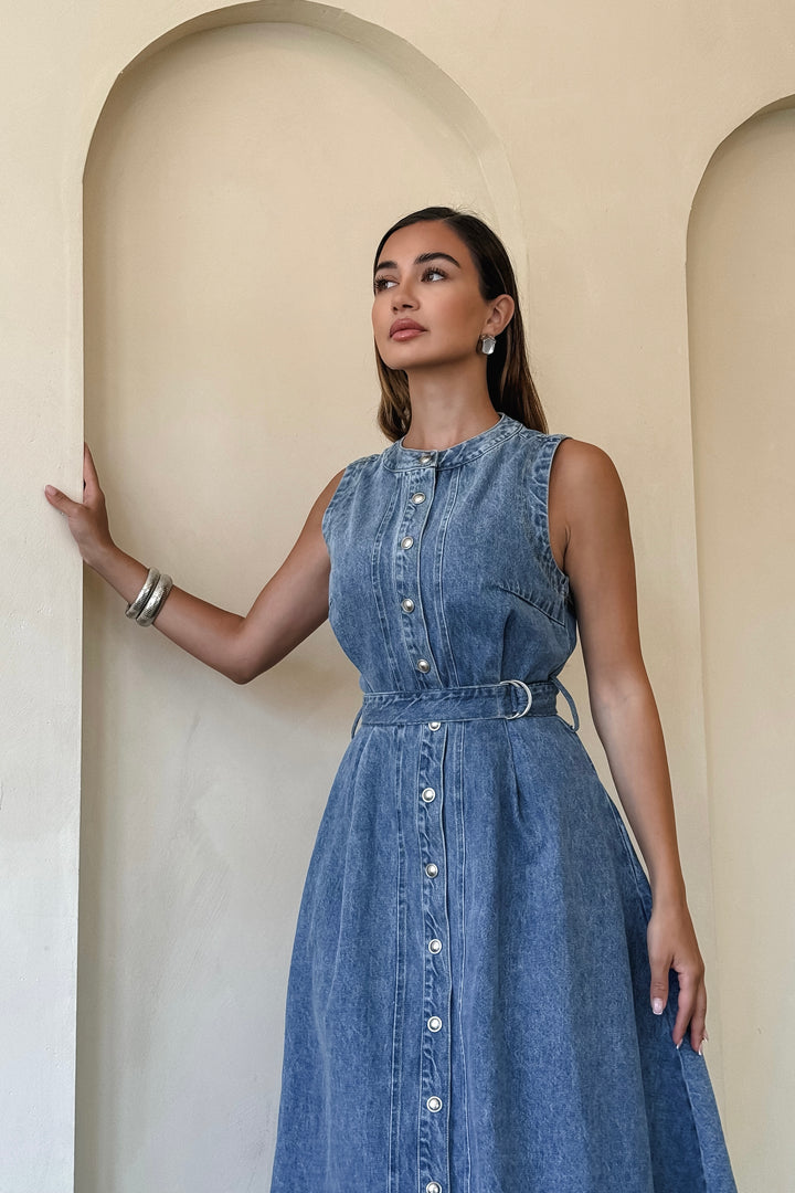 Amber Denim Maxi Dress