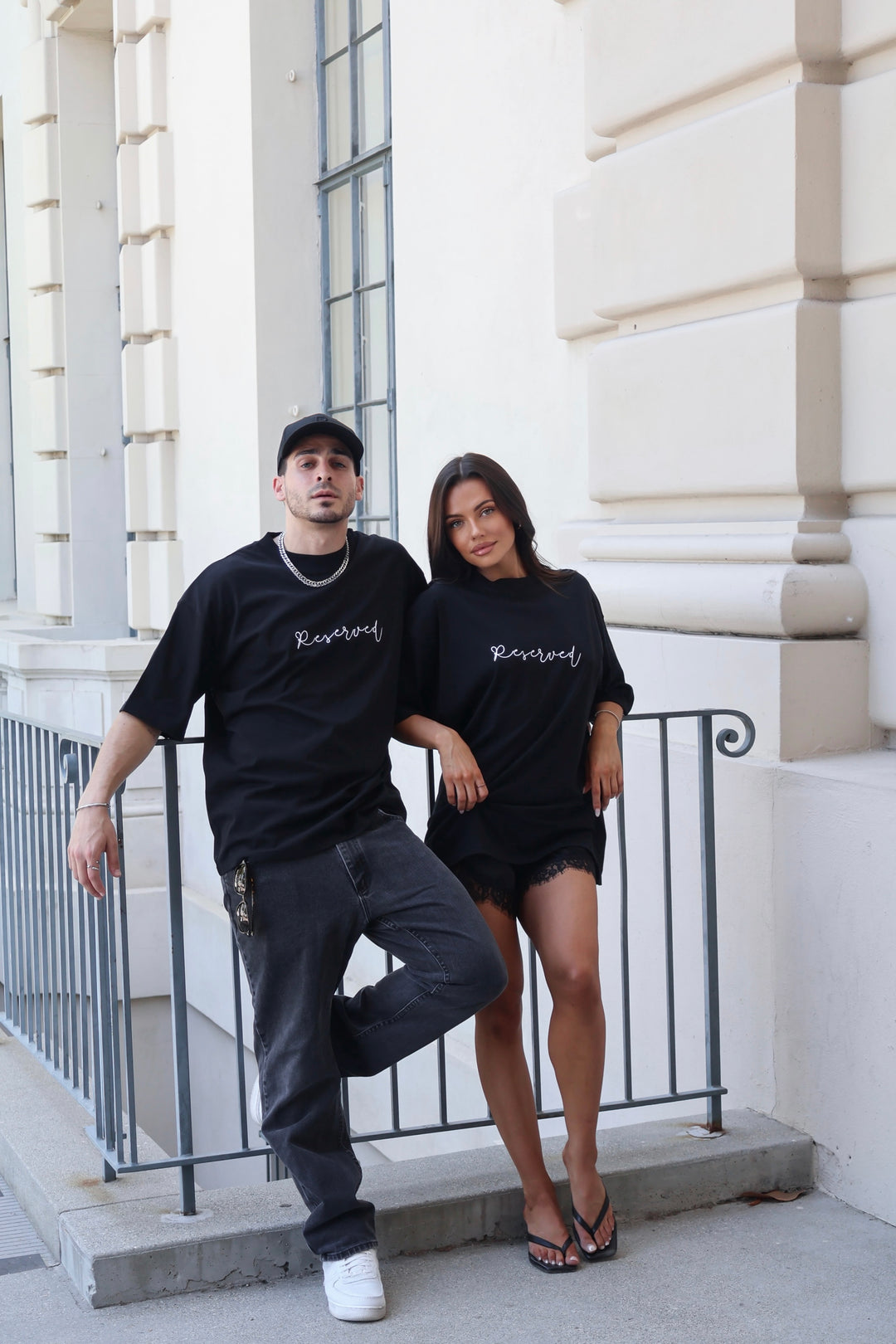Reserved Unisex Embroidered T-Shirt - Black