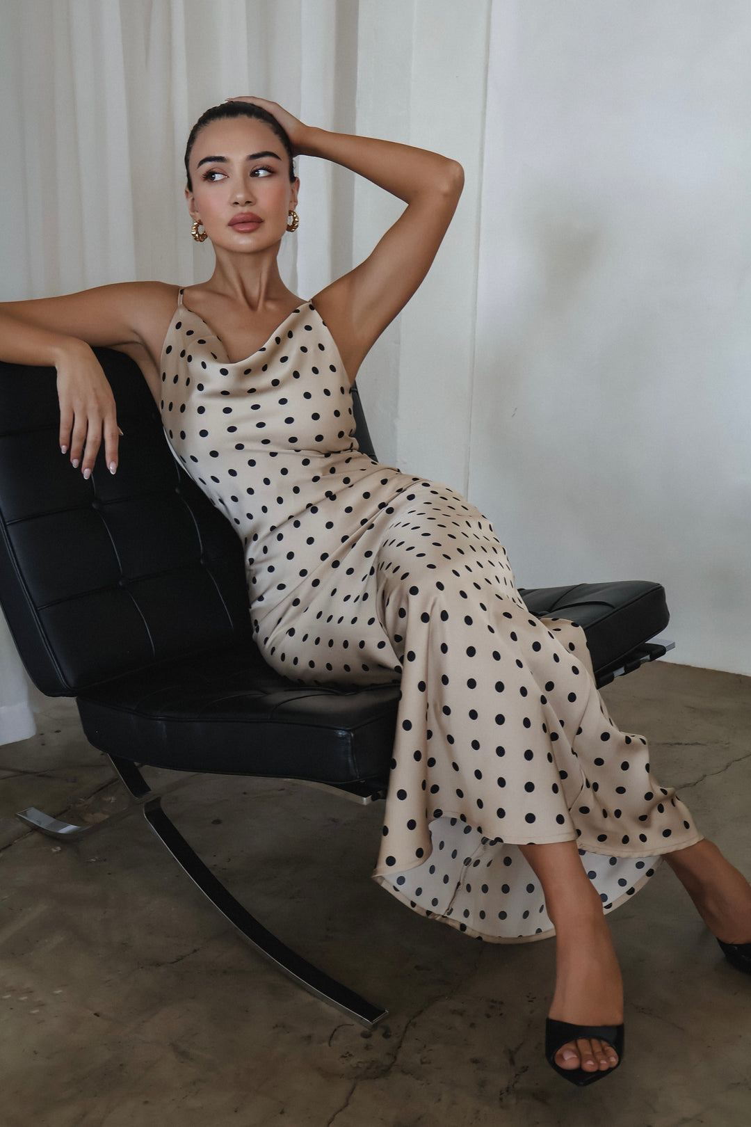 Lemona Polkadot Satin Dress