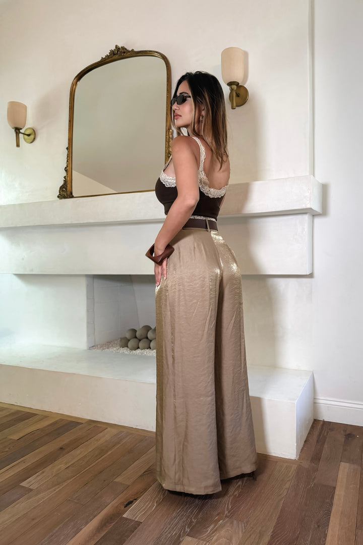 Frenchie Satin Belt Trousers
