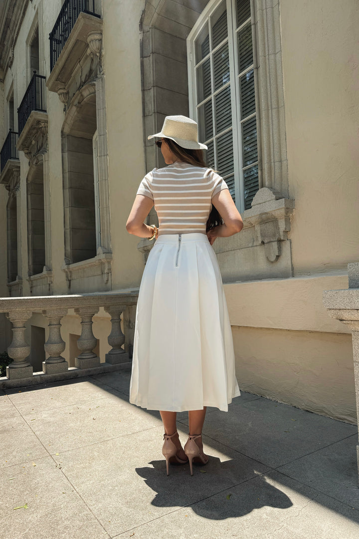 Candy Stripe Crop Top - Nude