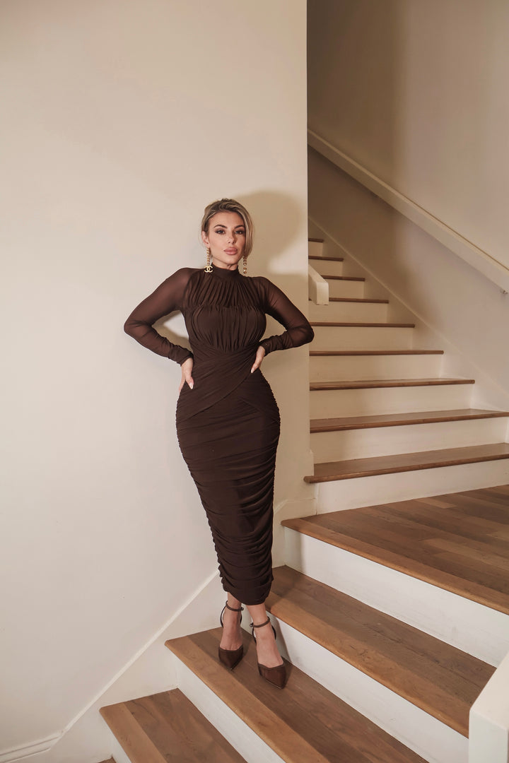 Lexie Mesh Dress - Brown