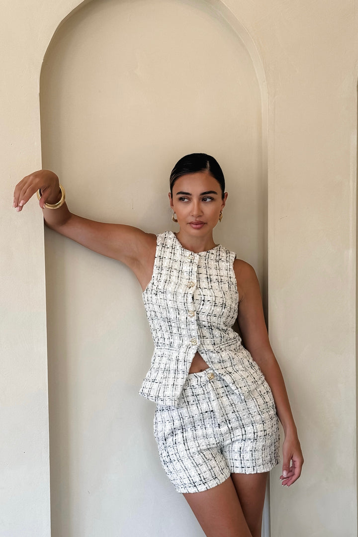 Lemon 2-Piece Tweed Set - White