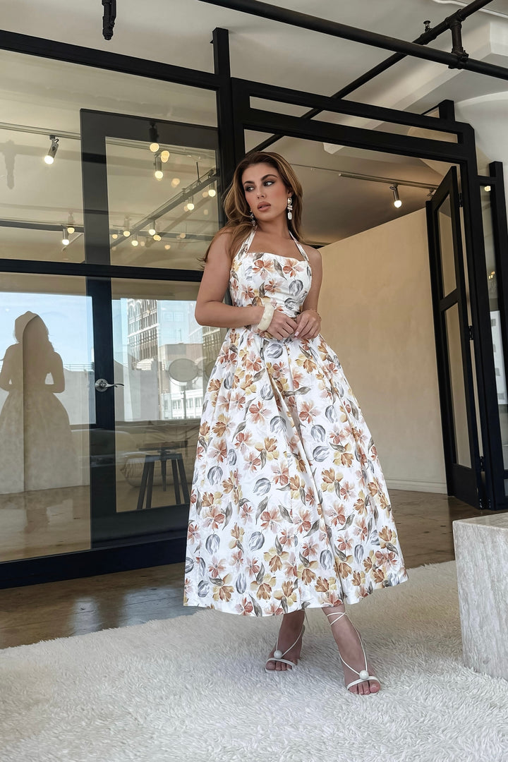 Penelope Halter Floral Maxi Dress