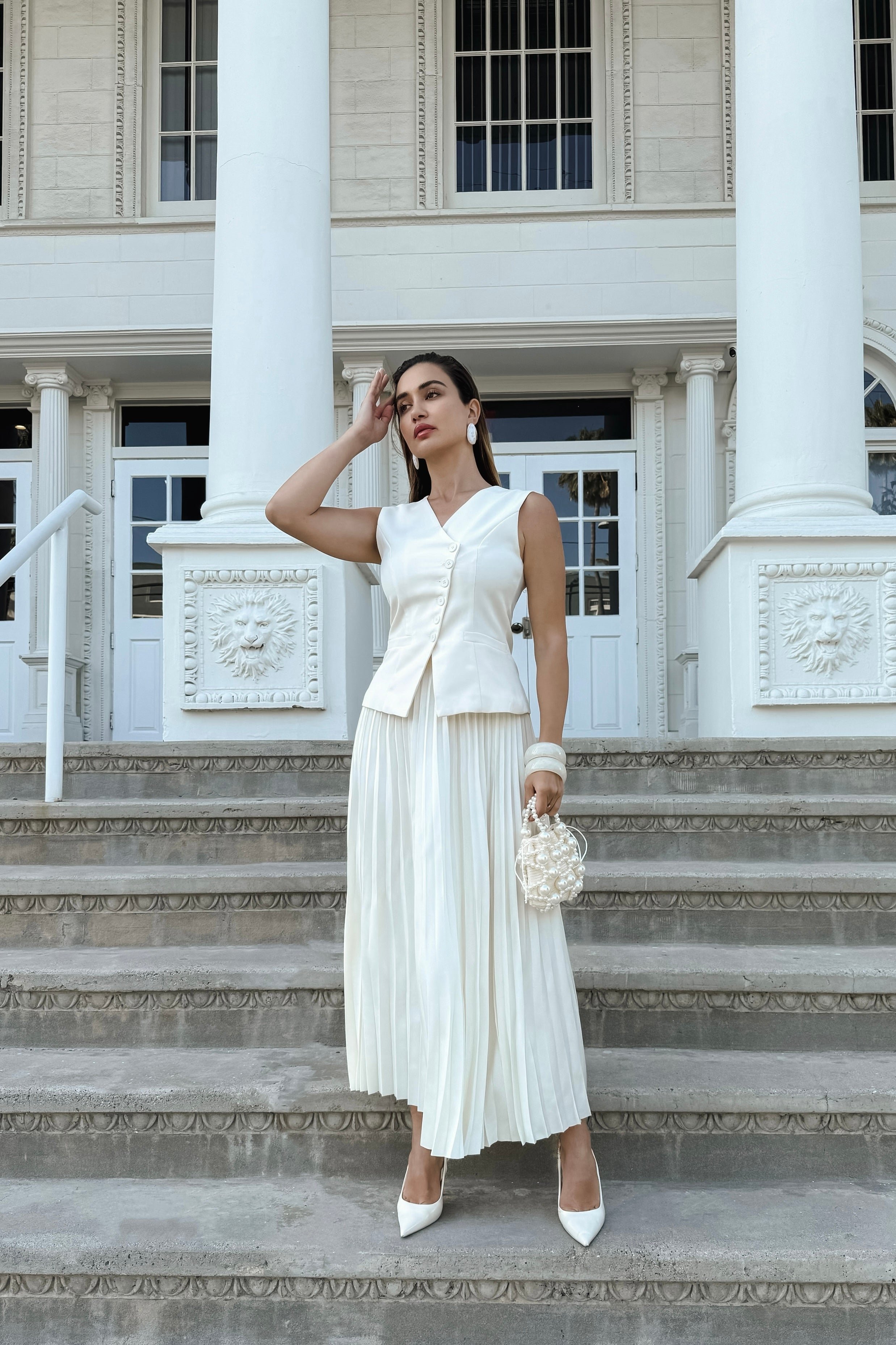 Iveet 2-Piece Vest + Skirt Set - Ivory – Zie Boutique