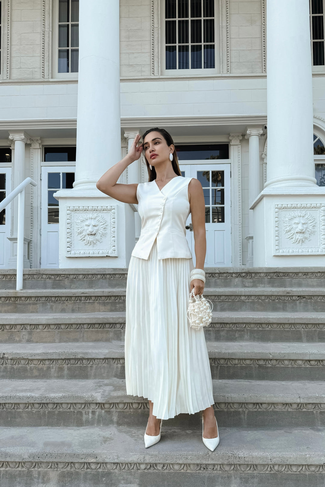 Iveet 2-Piece Vest + Skirt Set - Ivory Iveet 2-Piece Vest + Skirt Set - Ivory