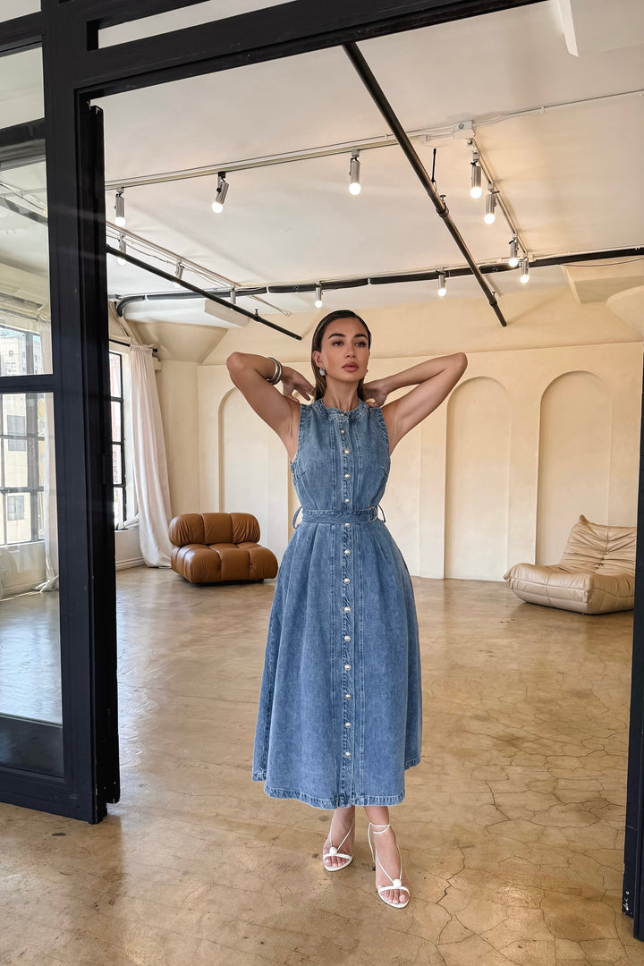 Amber Denim Maxi Dress
