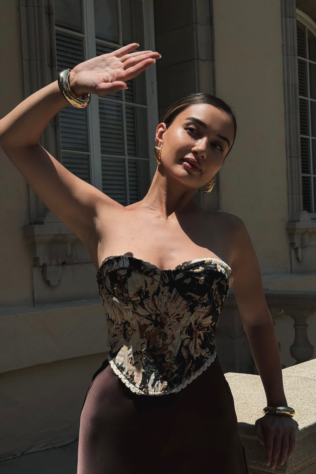 Lida Tie Up Floral Corset