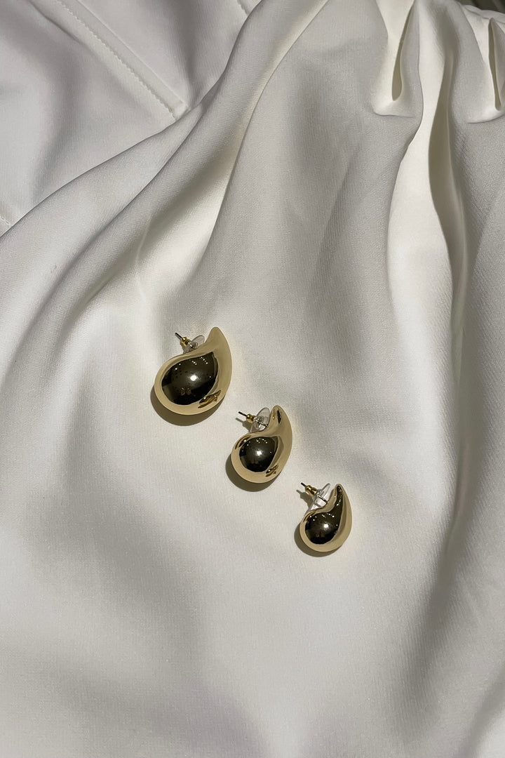 Half Drop Earrings - Silver & Gold
