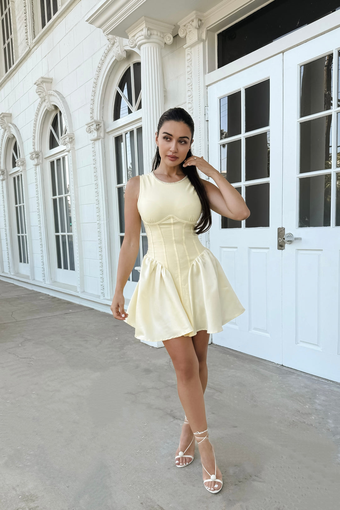 Yanna Rhinestone Trim Dress