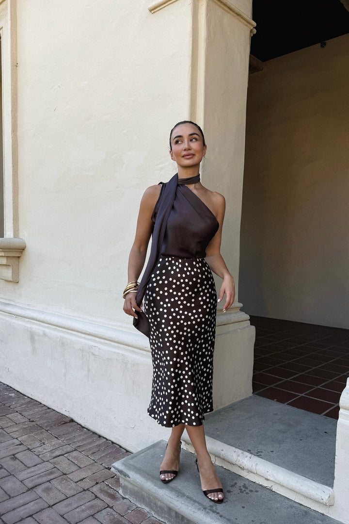 Susan Polkadot Satin Skirt