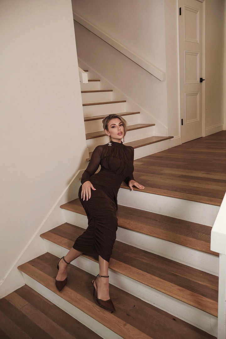 Lexie Mesh Dress - Brown
