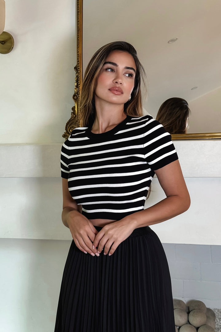 Candy Stripe Crop Top - Black