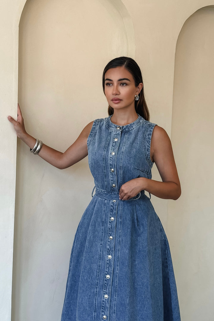 Amber Denim Maxi Dress