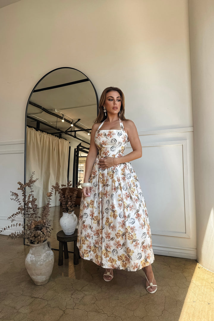Penelope Halter Floral Maxi Dress