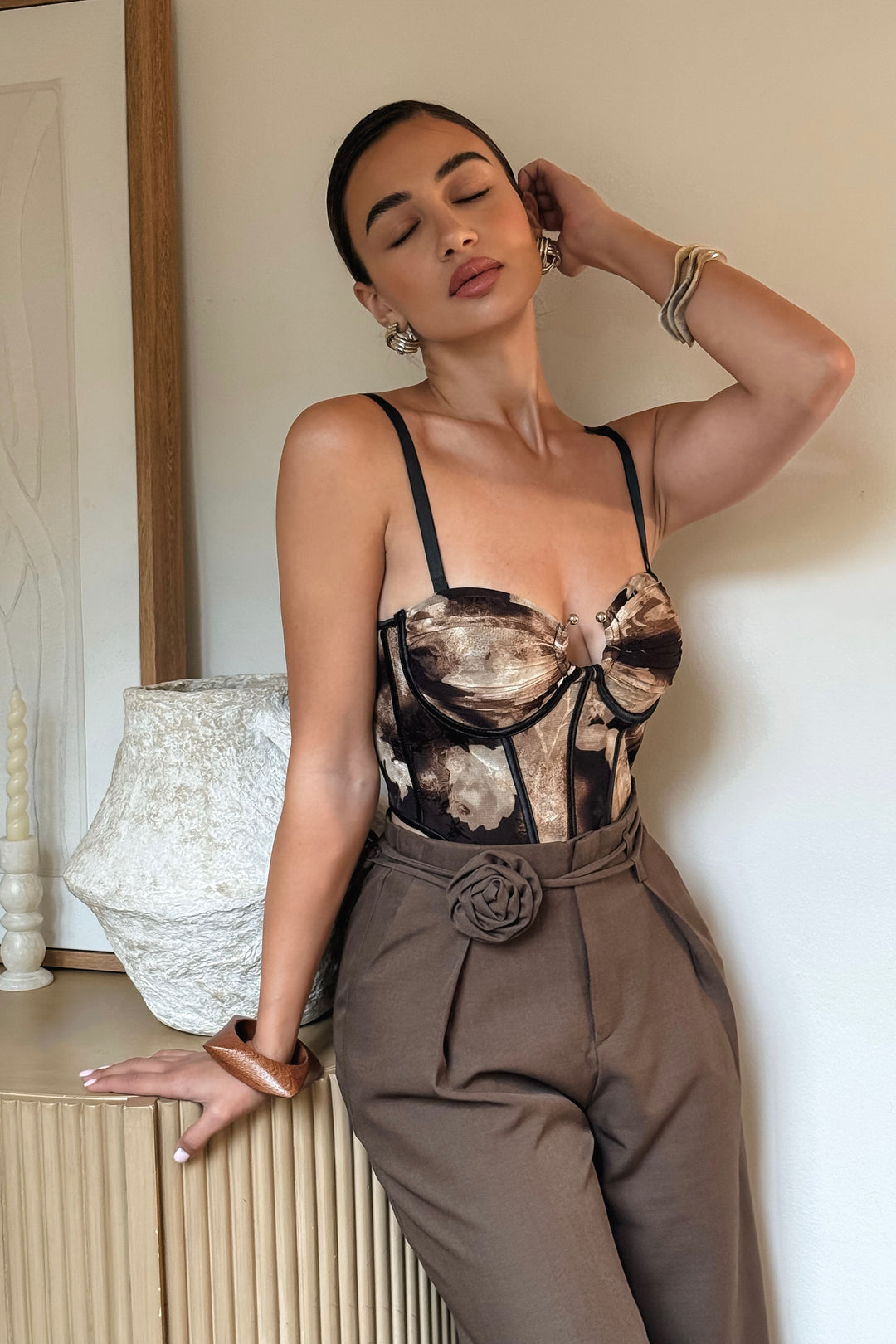 Jacey Flower Belt Trousers