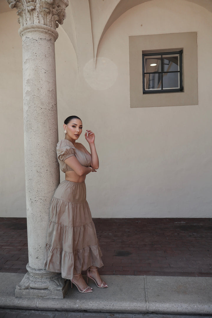 Abelyn Cut Out Maxi Dress - Taupe