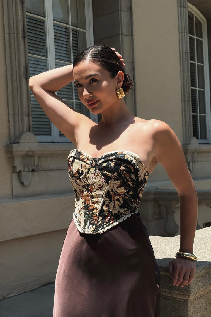 Lida Tie Up Floral Corset