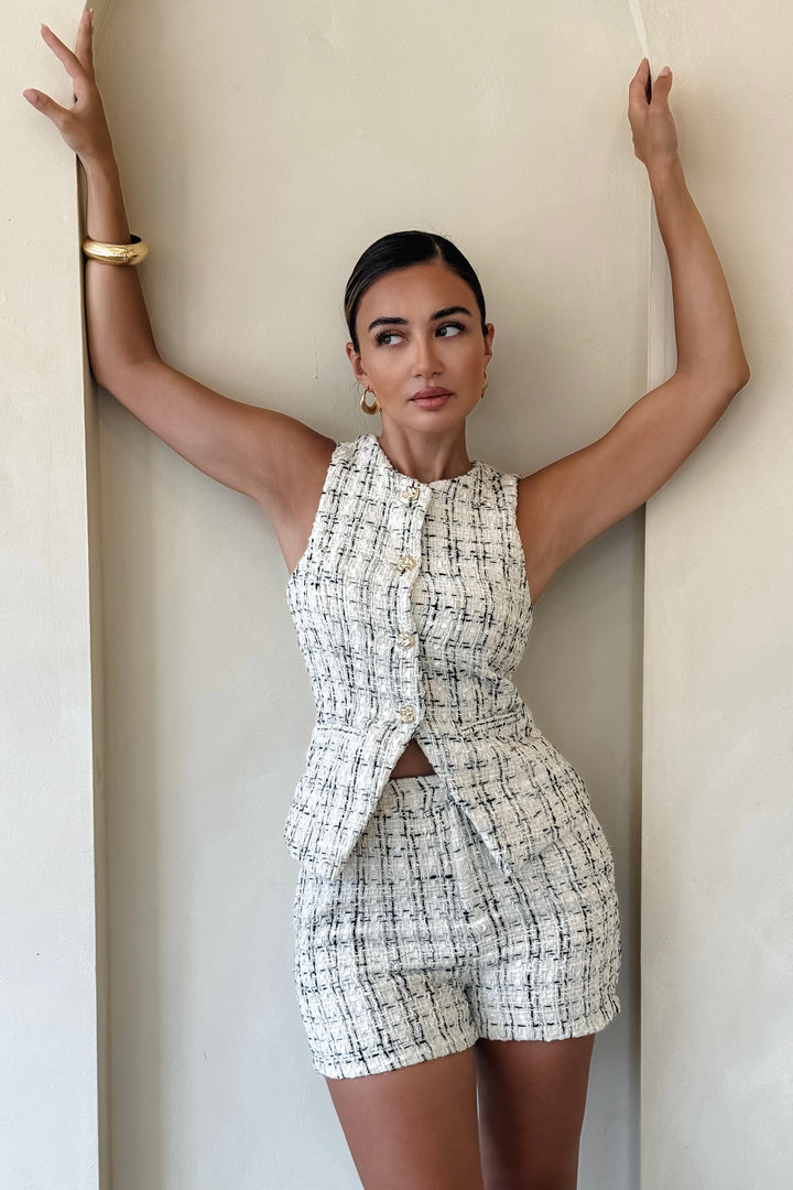 Lemon 2-Piece Tweed Set - White