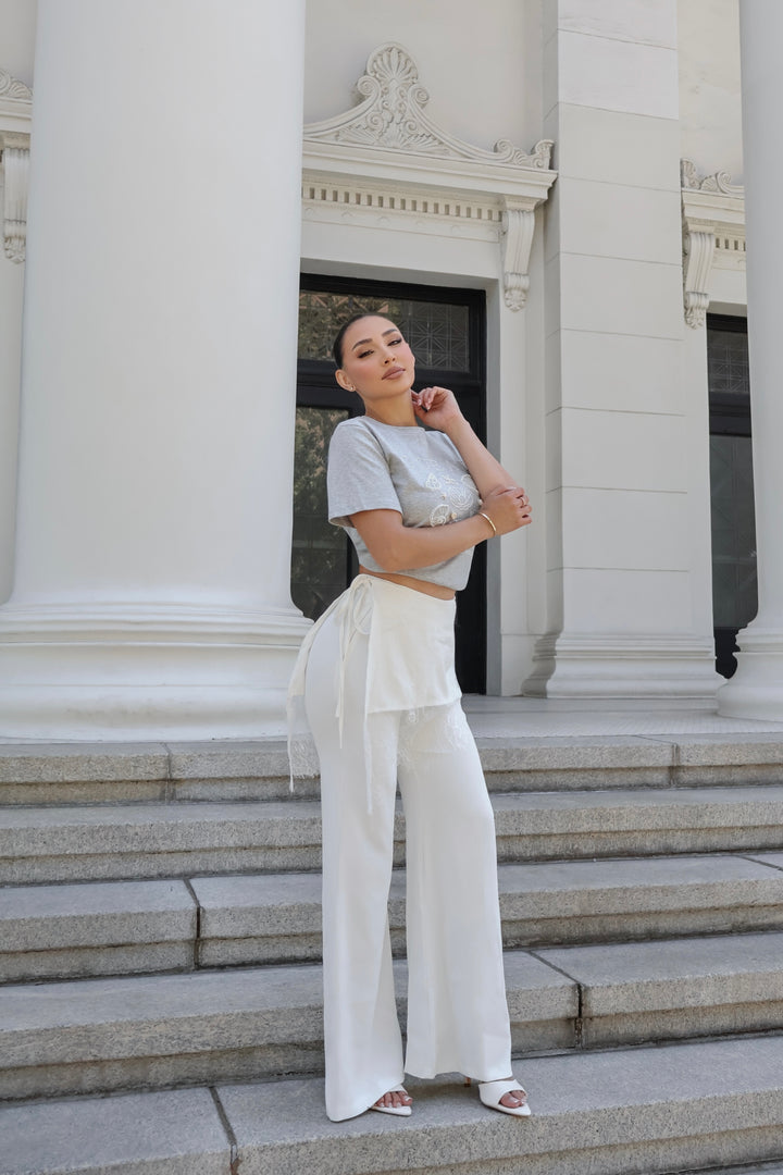 Ava Lace Skirt Pants - White