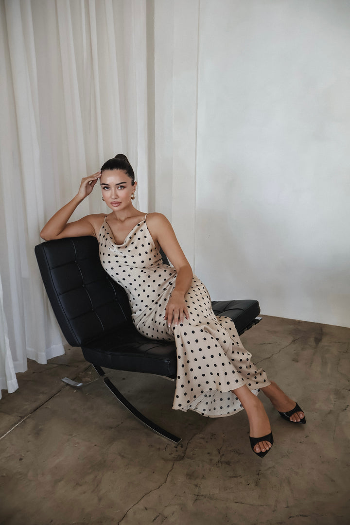 Lemona Polkadot Satin Dress