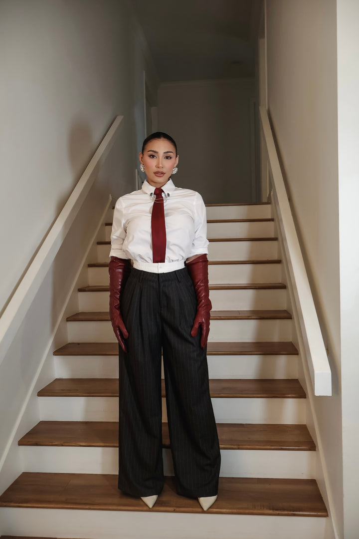 Debbie Stripe Trousers - Grey