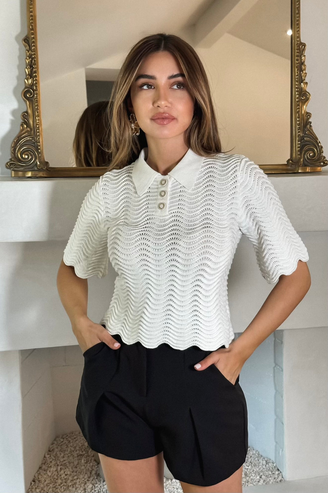 Yaz Knit Button Up Top