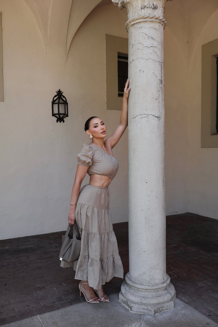 Abelyn Cut Out Maxi Dress - Taupe