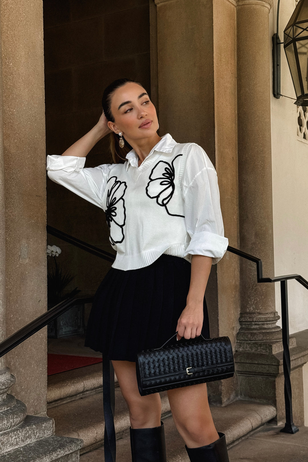 Dorothy Floral Knit Vest - White