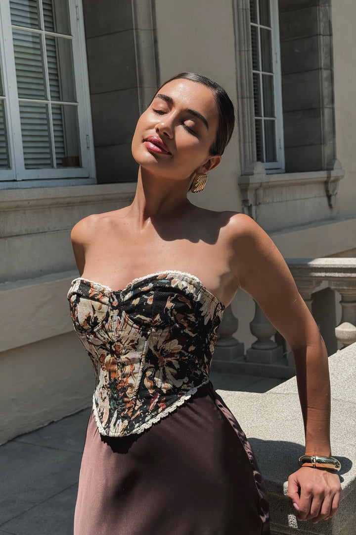 Lida Tie Up Floral Corset