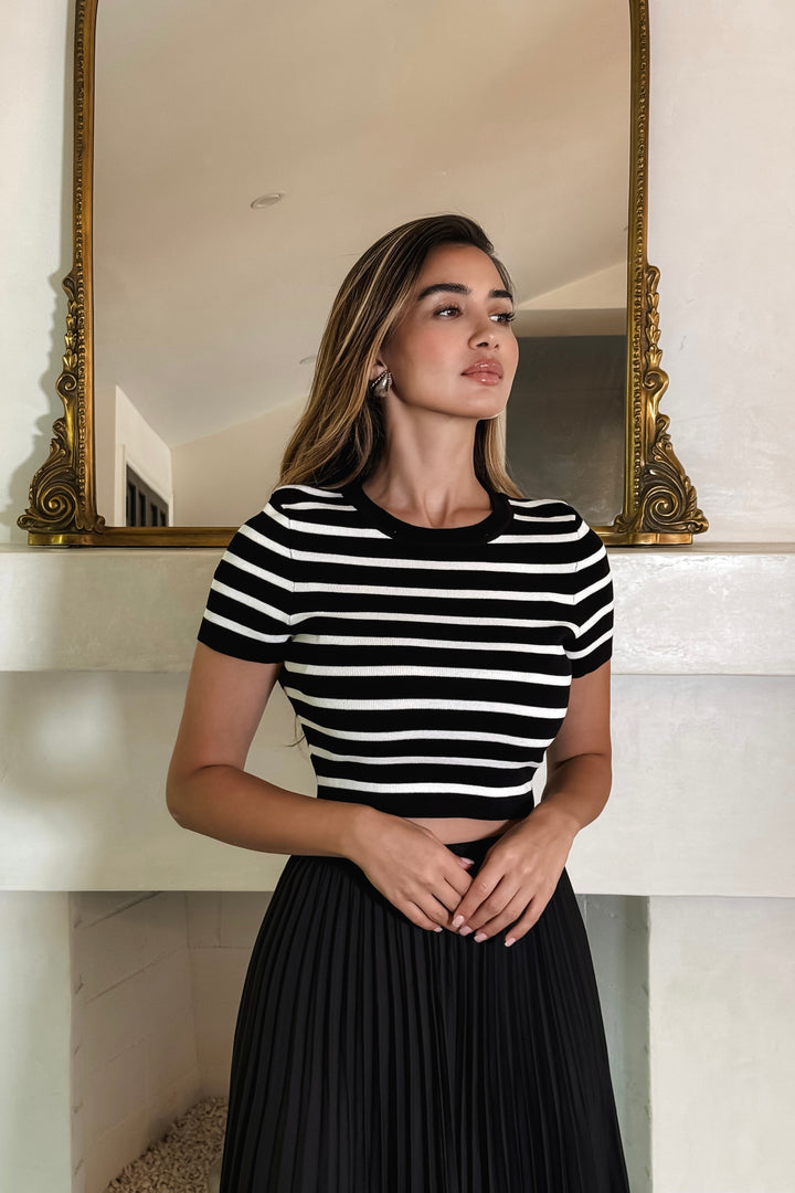 Candy Stripe Crop Top - Black