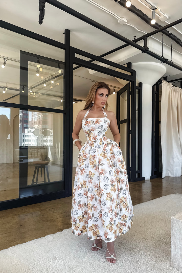 Penelope Halter Floral Maxi Dress
