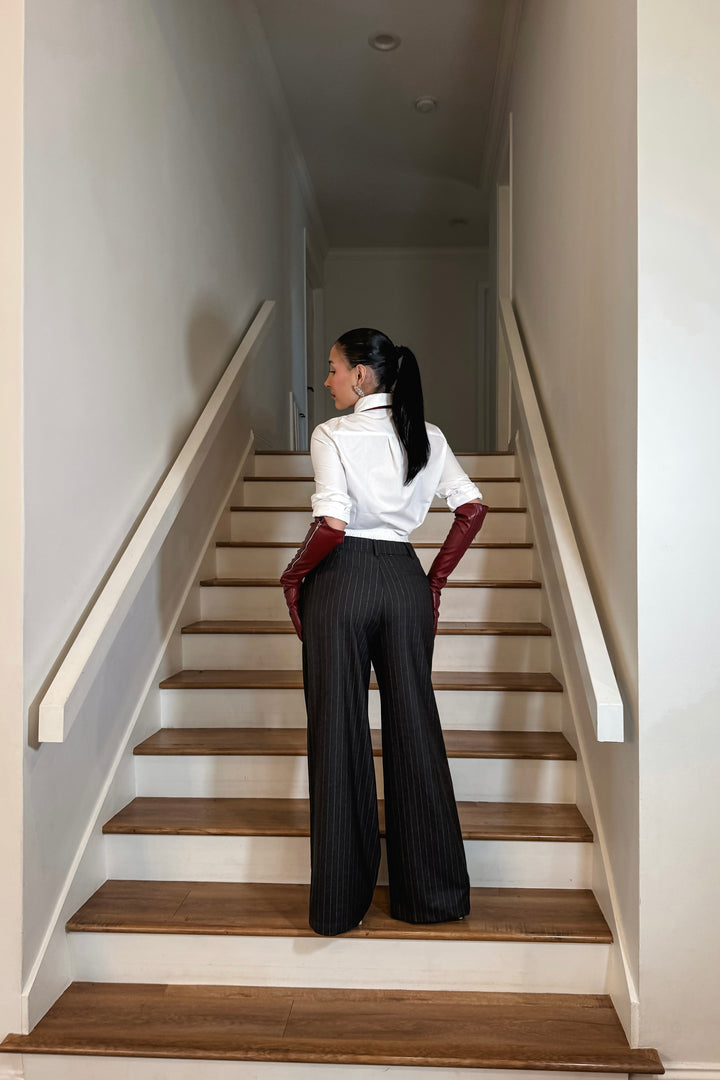 Debbie Stripe Trousers - Grey