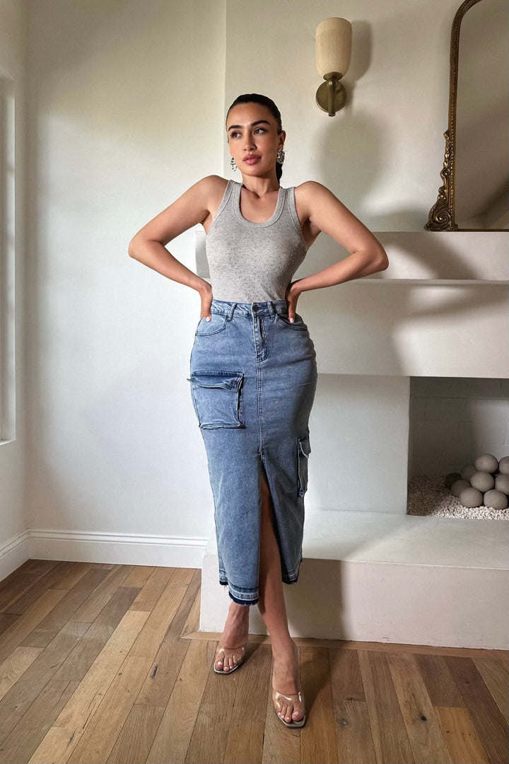 Mika Denim Cargo Skirt