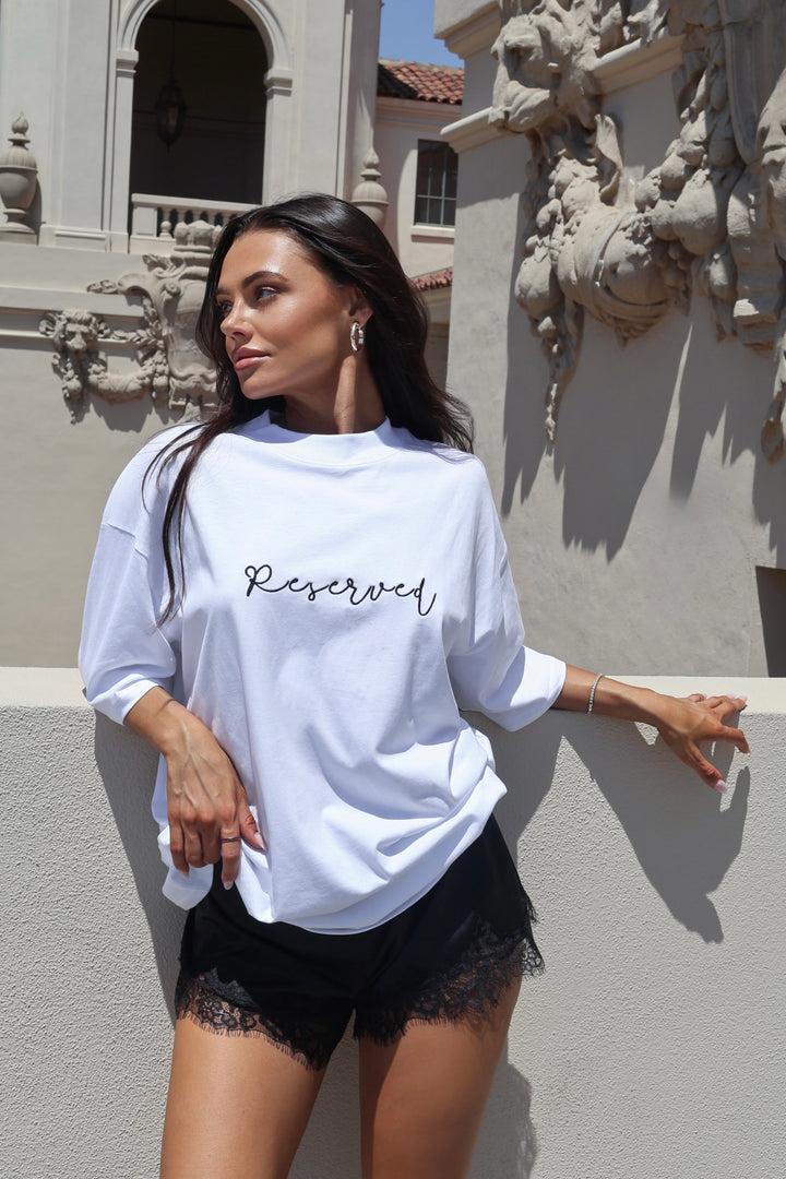 Reserved Unisex Embroidered T-Shirt - White